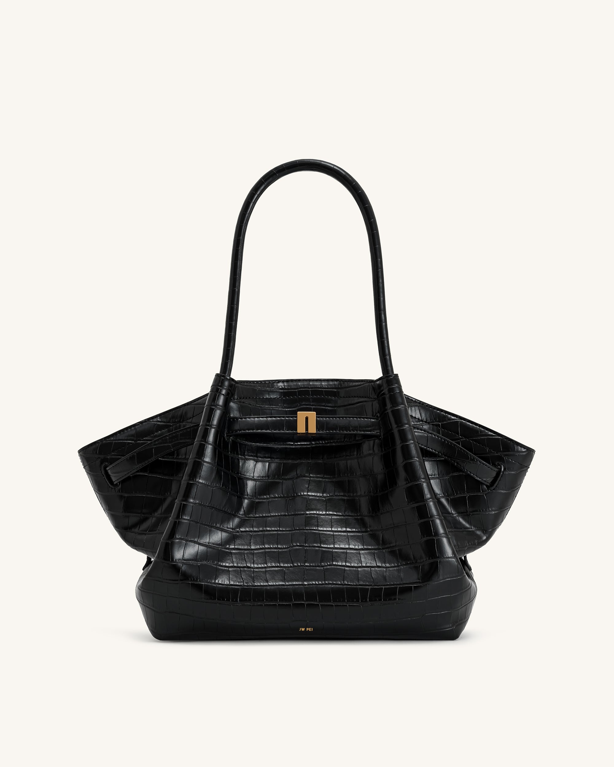 JW PEI Hana Medium Tote Bag — Чёрный крокодил